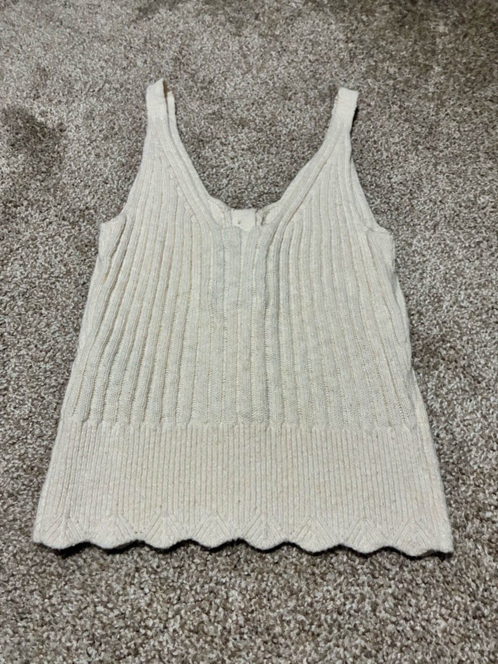 Cream Ribbed Button-Front Knit Tank Top - Picture 3 of 3
